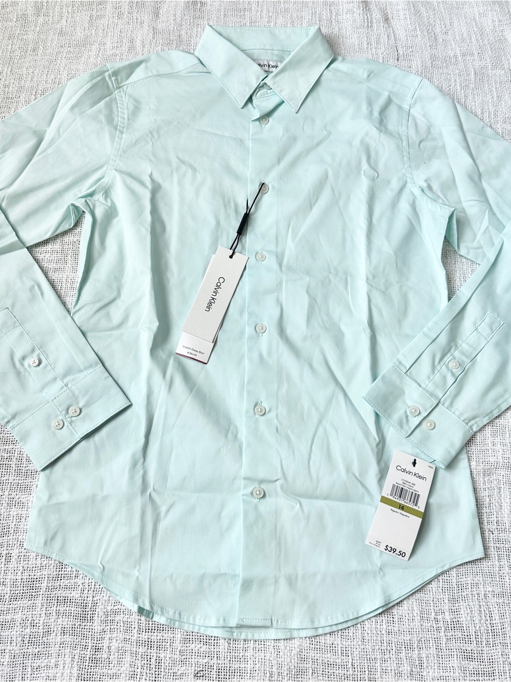 Calvin Klein Aqua Regular Slim Fit Stretch Dress Shirt 💎 Size 14